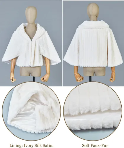 Vista 6 de BEAUTELICATE Chal de piel sintética para mujer, abrigo de piel suave para eventos de boda de invierno