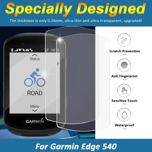 Vista 3 de Miimall [Paquete de 2] Protector de pantalla compatible con Garmin Edge 540, antihuellas, resistente a los arañazos, dureza 2.5D 9H, vidrio templado