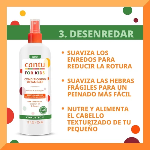 Vista 5 de Cantu Care for Kids - Juego de régimen de cuidado del cabello con champú de gran tamaño + acondicionador + desenredante + acondicionador sin