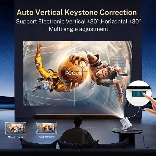 Vista 3 de Proyector inteligente portátil nativo 1080P 4K compatible con 300 lúmenes ANSI