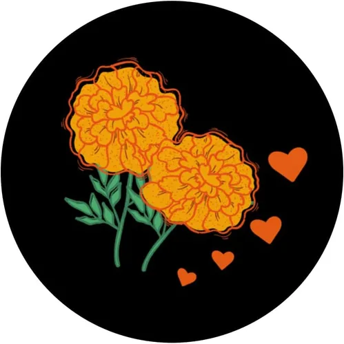 Vista 3 de Flores de caléndula mexicanas lindas naranjas para mujeres y niñas, México PopSockets intercambiables PopGrip