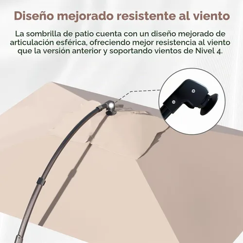 Vista 4 de Grand Patio 9x12 pies Sombrilla voladiza con base y funda para exterior, sombrilla rectangular de aluminio para terraza y jardín (Champán, 9x12 pies)