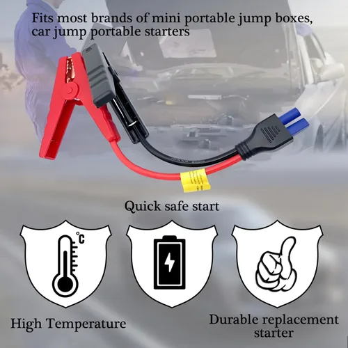 Vista 5 de Pinza de cocodrilo de reemplazo de conector EC5 de 10AWG, cable de arranque de EC5 con abrazaderas de batería, cable de puente de emergencia de 12V