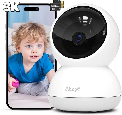 Vista 9 de Cámara de seguridad, cámara de seguridad interior HD 2K, cámara panorámica/inclinable de 360 grados para mascotas, WiFi 2.4G y 5G, detección