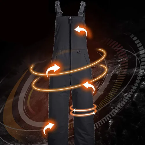 Vista 7 de Overol con peto de esquí de nieve para mujer, impermeable, resistente al viento, aislado, informal, holgado, pantalones de snowboard