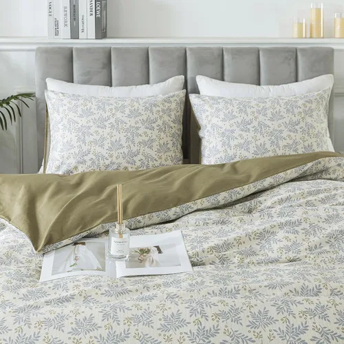 Vista 18 de HoneiLife Juegos de Fundas de Edredón Twin - Funda de Edredón Floral 100% Algodón, Juego de Ropa de Cama Transpirable de 2 Piezas con Cierre