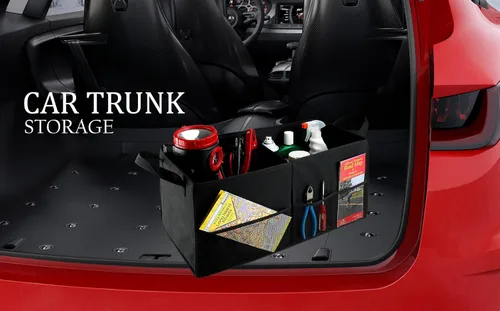 Vista 4 de Organizador plegable para maletero de automóvil, color negro, 22.0 x 10 x 11 pulgadas, cierre antideslizante que se fija a tu maletero y evita que