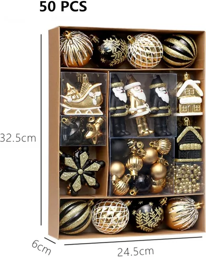 Vista 6 de MOJUN 50 adornos de bolas de Navidad para árbol de Navidad, bolas pequeñas de Navidad de plástico inastillables, juego de adornos de bolas colgantes