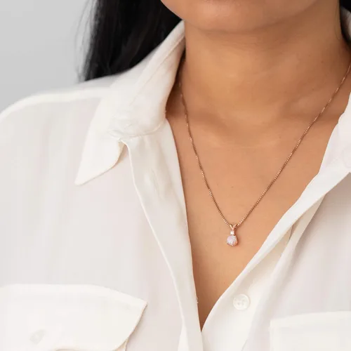 Vista 2 de Peora Colgante de oro de 14 quilates para mujer con diamante, elegante solitario de forma redonda de 0.256in en piedras preciosas auténticas