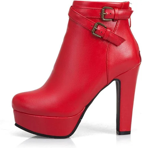 Vista 2 de Scaoruki Zapatos de otoño de moda para mujer, botines de tacón de bloque