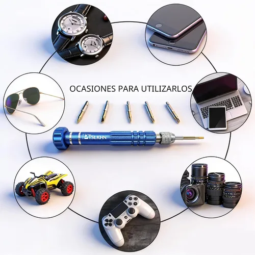 Vista 6 de PTSLKHN S2 - Destornillador pequeño multifuncional 5 en 1, kit de destornilladores magnéticos de acero para lentes, gafas de sol, electrónica