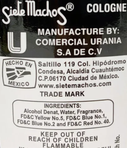 Vista 2 de Colonia Original Siete Machos URANIA 3.72 oz. (110ml) (1 Pack)