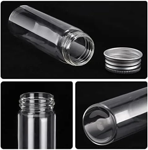 Vista 4 de TOBWOLF Tarros de vidrio para especias, 12 recipientes de 50 ml / 1.7 oz Frascos de vidrio de repuesto con tapa de aluminio