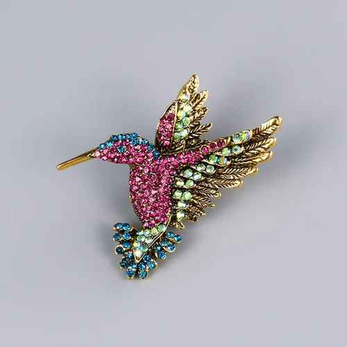 Vista 2 de Dainty Owl Hummingbird Butterfly Dragonfly Peacock Frog Bee Animals Brooch Pin Delicate Crystal Rhinestone Cubic Zirconia Animals and Insect Brooch