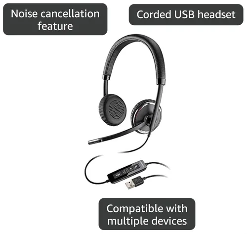 Vista 3 de Plantronics Blackwire 500 C520-M USB Binaurale Microsoft-Certified Version Headphone Auriculares Alámbrico