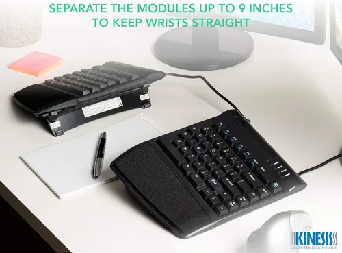 Vista 3 de KINESIS Freestyle2 - Teclado ergonómico USB-C con elevadores VIP3 para PC (separación de 9 pulgadas) (KB820PB-US)