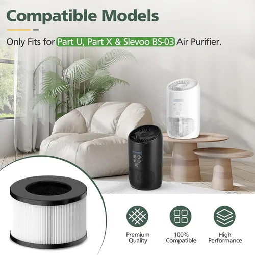 Vista 2 de Filtro de repuesto HEPA BS-03 compatible con PARTU y Slevoo BS-03 HEPA purificador de aire con sistema de filtración 3 en 1, 1 paquete