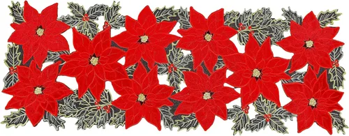 Vista 3 de GRANDDECO Camino de Mesa Navideño para Fiestas Campestres Bufandas de Tocador Bordadas con Flores de Nochebuena Navideñas Xmas para Casa Cocina Mesa