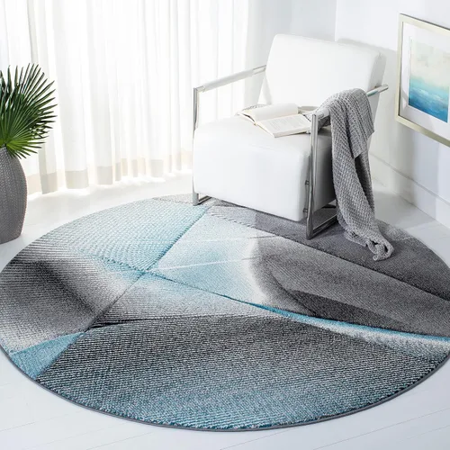 Vista 49 de SAFAVIEH Hollywood Collection - Alfombra decorativa de 2 pies 3 pulgadas x 4 pies, beige y azul, diseño moderno de mediados de siglo, no desprende