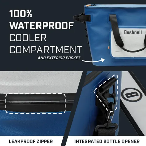 Vista 5 de Bushnell Soft Coolers Insulated Portable Ice Chest The Best Bag Cooler for Beach, Drinks, Beverages, Travel, Camping, Picnic, Leak-Proof with Azul