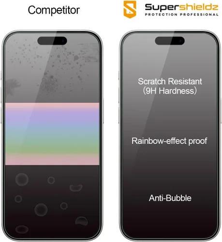 Vista 2 de Supershieldz Protector de pantalla de vidrio templado diseñado para iPhone 15 Pro (6.1 pulgadas), antiarañazos, sin burbujas