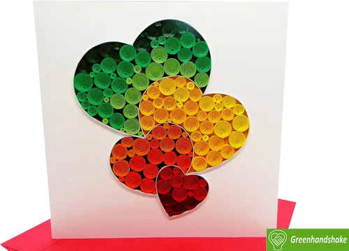 Vista 3 de GREENHANDSHAKE Art 4 corazones, tarjeta de felicitación de arte quilling para cumpleaños, día de San Valentín, día de la madre, aniversario