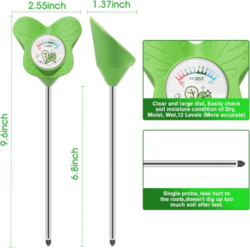 Vista 6 de UNIWA Medidor de humedad del suelo, medidor de agua para plantas de casa y plantas en macetas de interior, monitor de humedad del suelo para jardín