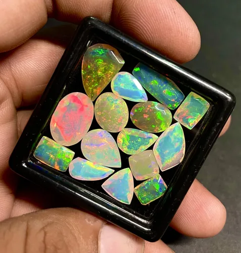 Vista 5 de Corte de ópalo, piedras preciosas sueltas facetadas de ópalo etíope natural de calidad AAAA, lote de piedras preciosas sueltas de corte de ópalo