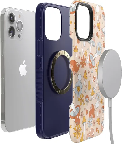 Vista 6 de Funda Casely para iPhone 13 Pro Magia de Setas Floral Retro Compatible con MagSafe Diseño Protector Audaz