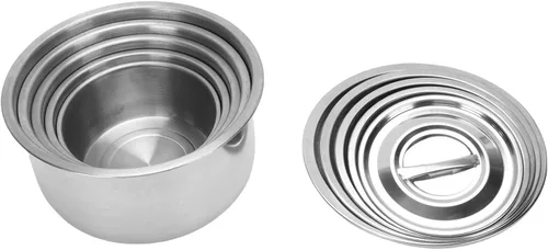 Vista 6 de TOPINCN Juego de ollas de sopa de acero inoxidable 5 piezas, ollas de cocina multifuncionales olla de cocción de inducción resistente