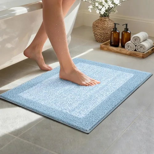 Vista 53 de Alfombras de baño de 17 x 24 pulgadas, antideslizantes, lavables, color gris, para bañera, tapete de baño para baño, tapete suave y absorbente