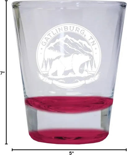 Vista 2 de Gatlinburg Tennessee - Vaso de chupito redondo (1.5 onzas), color rojo