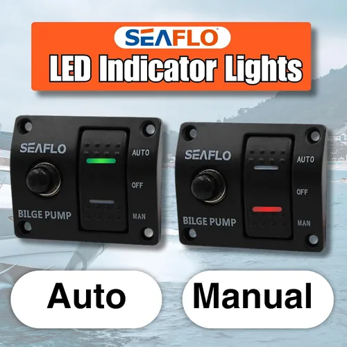 Vista 9 de SEAFLO Panel de interruptores de bomba de sentina de 3 vías (automático-apagado manual) 12v 24v con disyuntor integrado de 15 A