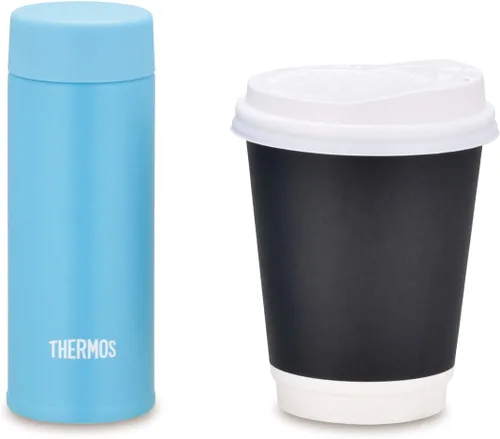 Vista 4 de Thermos Botella de agua, vaso de bolsillo aislado al vacío, 4.2 fl oz (4.1 fl oz), azul claro JOJ-120 LB (modelo de pequeña capacidad)