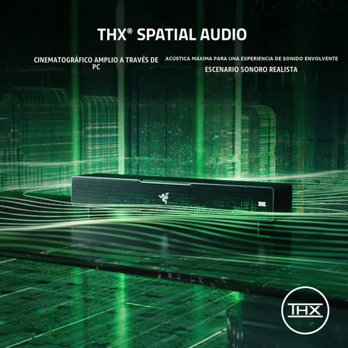 Vista 3 de Razer Leviathan V2: Barra de sonido multicontrolador para juegos de PC con subwoofer - THX Spatial Audio - Diseño compacto - Chroma RGB - Bluetooth