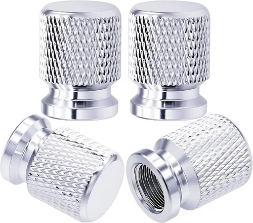 Vista 15 de 4 piezas de tapas de válvula de neumático con estilo púas, cubiertas de válvula de neumático universales de aleación de aluminio a prueba de polvo