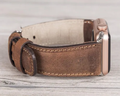 Vista 5 de Correa de cuero de grano completo para Apple Watch series 1-11 y SE 1-3 y Ultra 1-3