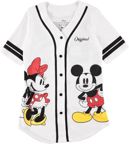 Vista 20 de Disney Camiseta de béisbol de Mickey Mouse con botones para mujer, diseño de Mickey y Minnie Mouse