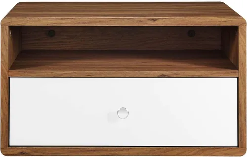 Vista 5 de Modway MOD-7059-WAL-WHI - Mesita de noche para montaje en pared, color nogal blanco