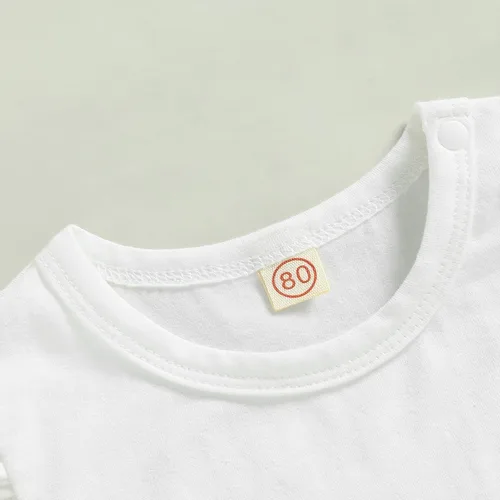 Vista 5 de Camiseta básica de manga corta con volantes para niñas pequeñas, ropa casual de verano