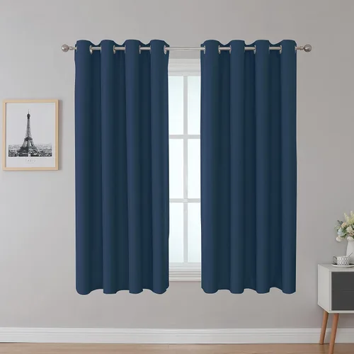 Vista 18 de Inherent Fire Retardant Blackout Curtains, Grommet Top, NFPA 701 Certified Flame Resistant Drape, FR Window Curtains for Classroom, 2 Panels, Black