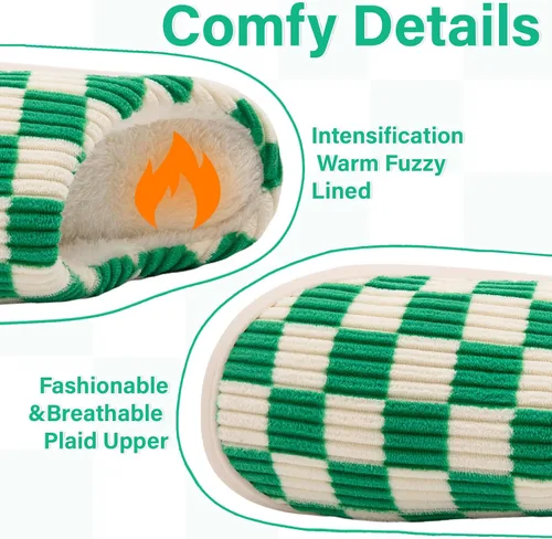 Vista 21 de Jaeynow Pantuflas mullidas para mujer en interiores, zapatos de casa unisex de espuma viscoelástica para hombre, zapatos de invierno cálidos