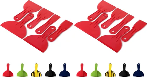 Vista 10 de Bates - Juego de 6 cuchillos de masilla de plástico, raspador de pintura, herramienta de spackle y esparcidor para reparación de raspado de Rojo