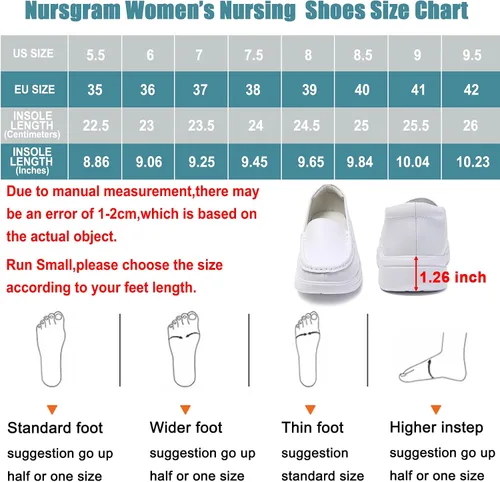 Vista 7 de Nursgram Nurse Shoes Women Nursing Work Healthcare Slip Resistant Breathable Restaurant Food Service Lightweight Leather Loafers