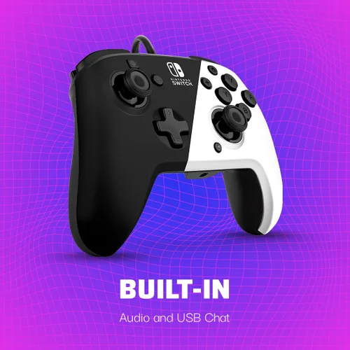 Vista 6 de PDP Gaming Faceoff Deluxe+ Wired Switch Pro Controller - Officially Licensed by Nintendo - OLED Model- BlackWhite - Nintendo Switch