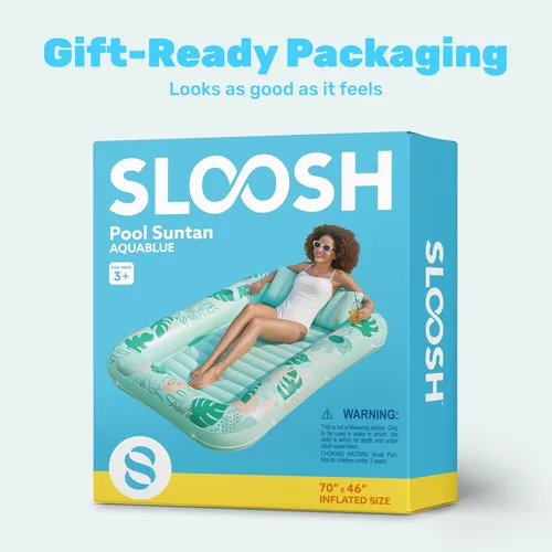 Vista 9 de SLOOSH Flotador inflable para tumbona de piscina, 70 x 46 pulgadas, flotadores de piscina para adultos con almohada, flotador 4 en 1 para balsa