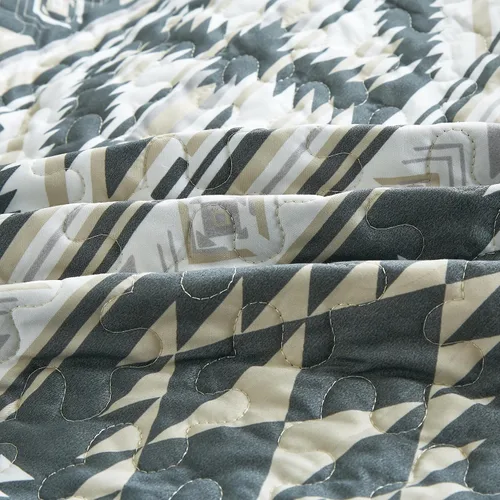 Vista 7 de Chezmoi Collection Remy - Juego de edredón de 2 piezas con motivo geométrico del suroeste, multicolor, gris, blanco, marrón claro, juego de colcha