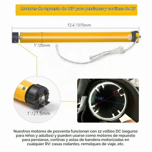 Vista 4 de Allen Wrench - Motor de persiana de repuesto para autocaravana con cable de 12 V CC, interruptor de límite integrado y ajuste