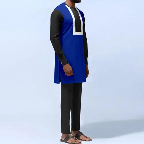 Vista 8 de Ropa de moda para hombre africano, camiseta y pantalones de manga larga para hombre, otoño, invierno, casual, talla grande, para hombre