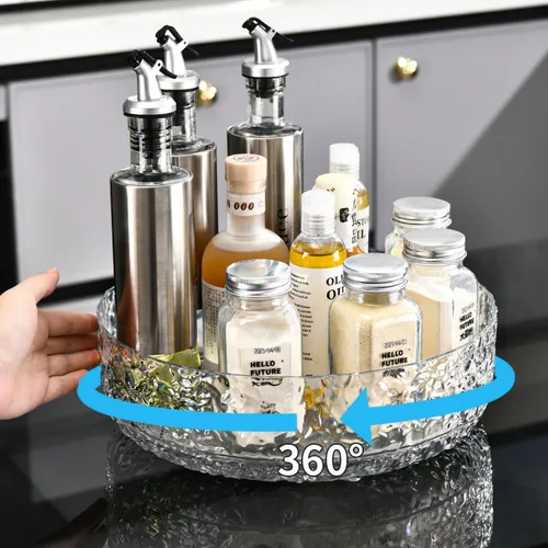 Vista 2 de CHIRISEN Organizador de maquillaje giratorio de 360° para perfume, Lazy Susan, organizador de cosméticos para tocador, almacenamiento giratorio